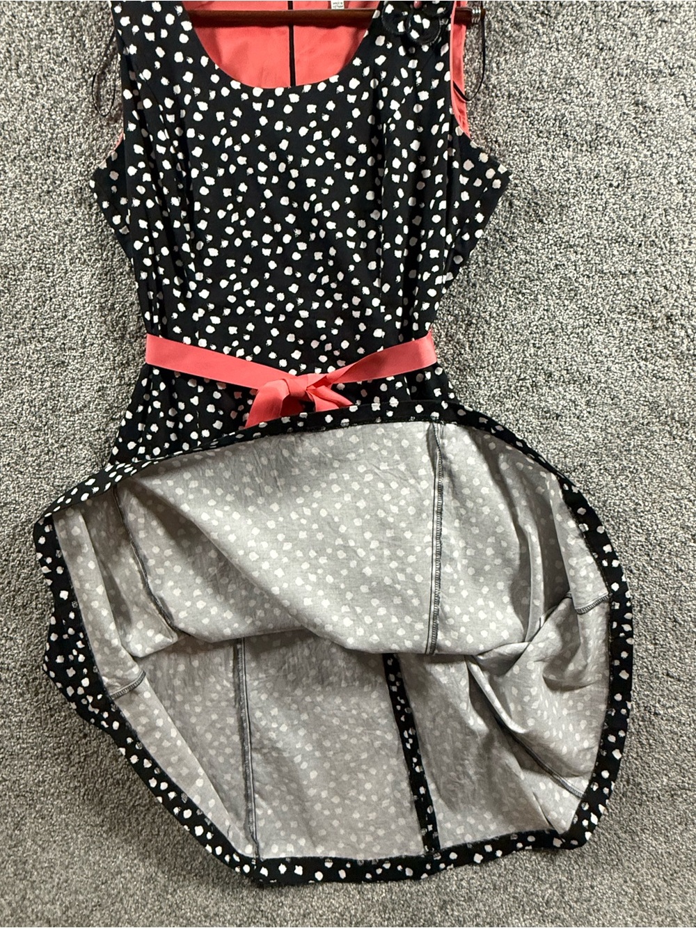 Robbie Bee Polka Dot Fit & Flare Dress Coral Belt Size 16 - Picture 9 of 12